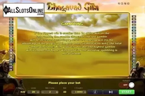 Gamble risk screen