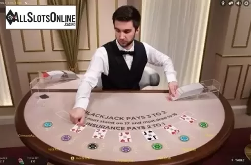 Game Screen. Blackjack White 1 (Evolution Gaming) from Evolution Gaming