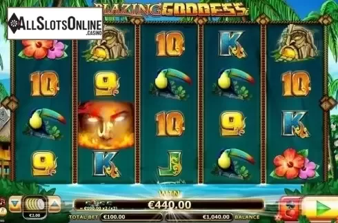 Wild Win screen. Blazing Goddess from Lightning Box