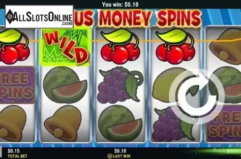 Win screen 3. Bonus Money Spins from Slot Factory