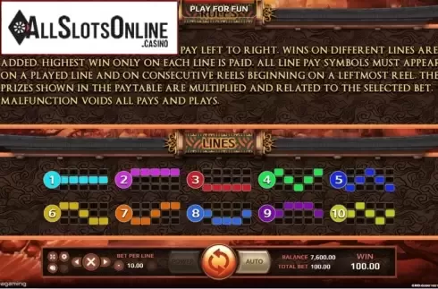 Paylines. Bushido Blade from EAgaming