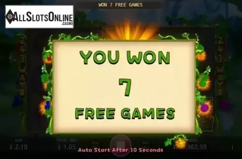 Free Spins screen