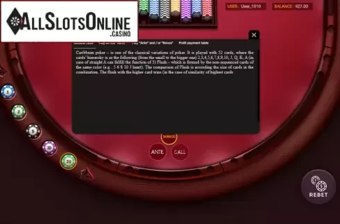 Rules. Caribbean Poker from Smartsoft Gaming