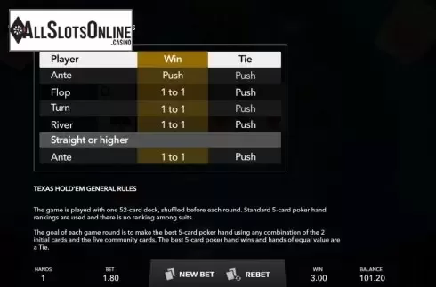 Game Screen 1. Casino Hold'em (Mascot Gaming) from Mascot Gaming