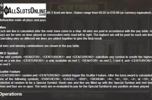 Game rules 2. Centurio from Merkur