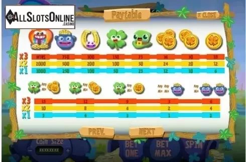 Paytable . Chasin Rainbows from Gamesys