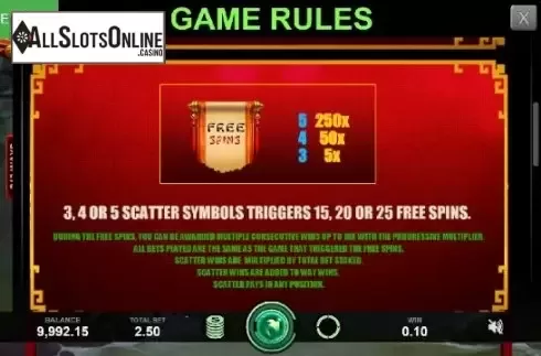 Triggers Screen. China Charms from Caleta Gaming