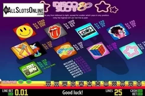 Paytable 1. Disco 80 HD from World Match