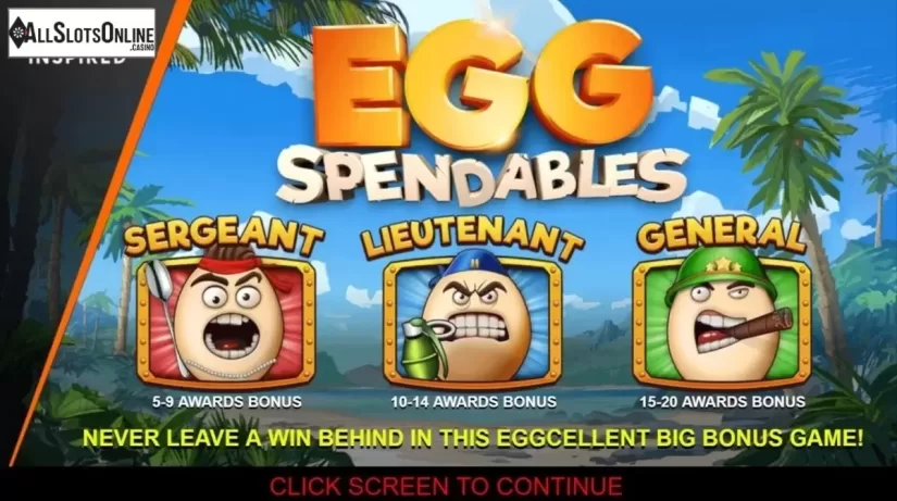 Start Screen. Eggspendables from Incredible Technologies