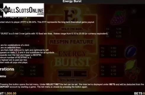 Game Rules screen