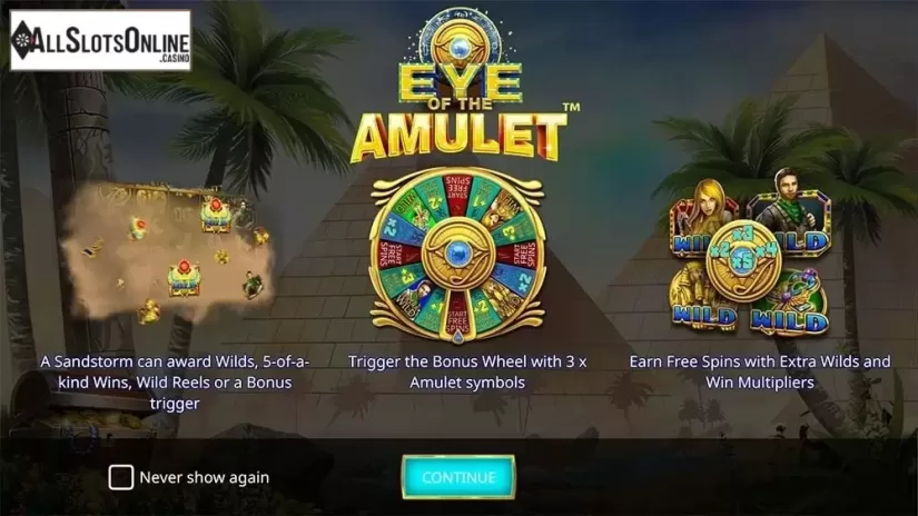 Intro Game screen. Eye of the Amulet from iSoftBet