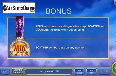 Game Features screen