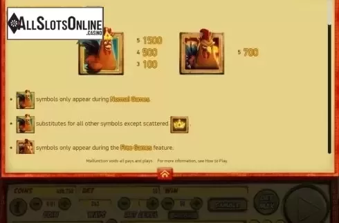 Paytable 1. Fire Rooster from Habanero