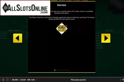 Info. Four Card Poker (Shuffle Master) from Shuffle Master
