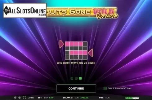Intro screen 3. Fruits Gone Wild Deluxe from StakeLogic