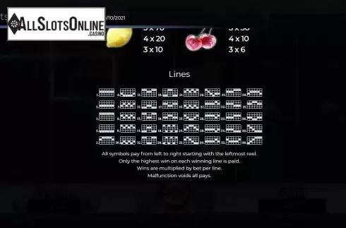 Paylines screen