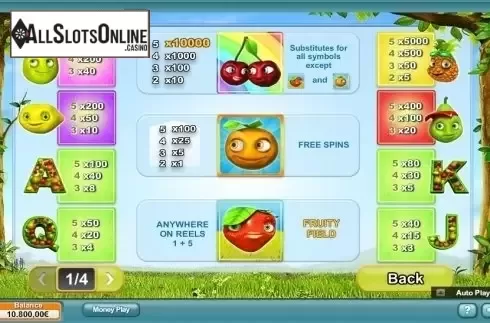 Paytable 1. Fruity Friends from NeoGames