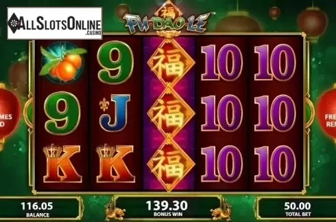 Clumped Wild Win screen. Fu Dao Le from Bally