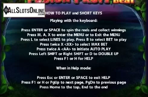 Paytable 4. Fusion Fruit Beat from Casino Technology
