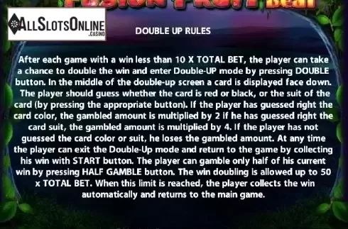 Paytable 3. Fusion Fruit Beat from Casino Technology