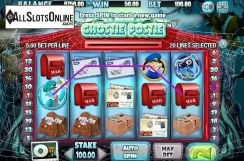 Win Screen. Ghostie Postie from Allbet Gaming