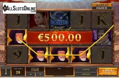 Low Win screen. Gladiator Road to Rome from Playtech