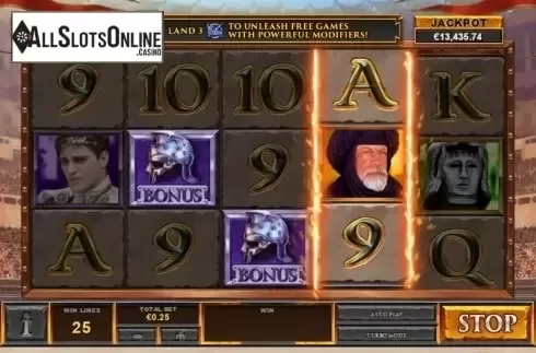 Bonus Symbol screen. Gladiator Road to Rome from Playtech
