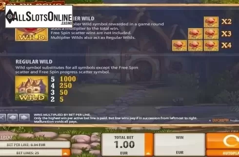 Paytable 1. Goldilocks from Quickspin