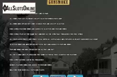Paytable 5. Gunsmoke from 2by2 Gaming