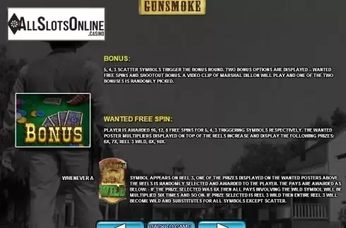 Paytable 3. Gunsmoke from 2by2 Gaming