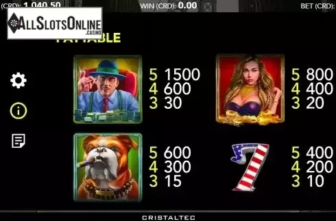 Pay Table screen