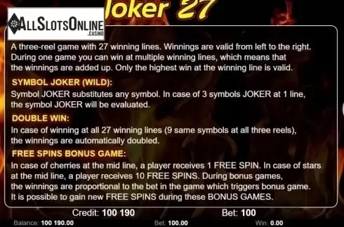 Features. Joker 27 from KAJOT