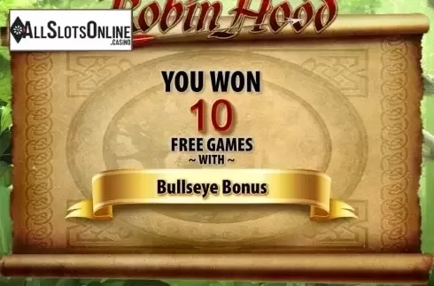 Free Spins screen. Lady Robin Hood from Bally