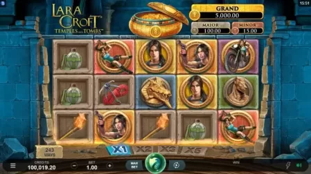 Lara Croft Temples and Tombs slot screenshot 1