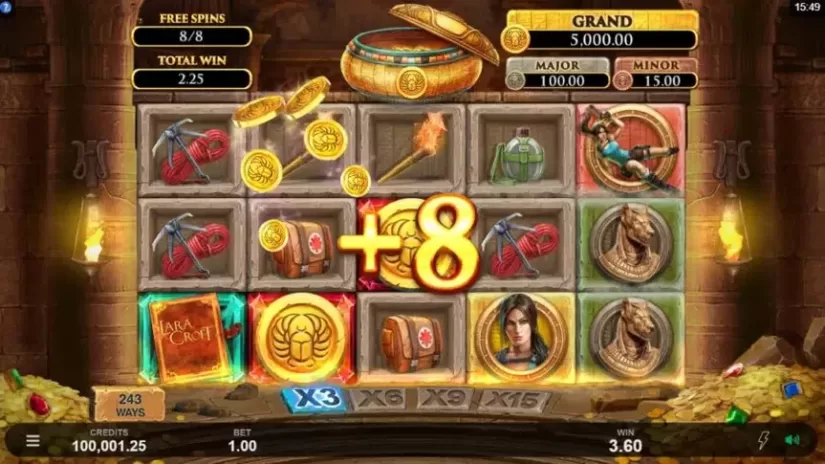 Lara Croft Temples and Tombs slot screenshot 4