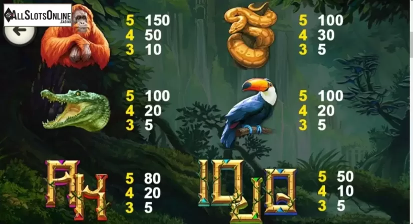 Paytable 2. Legacy of the Tiger from Playtech Origins