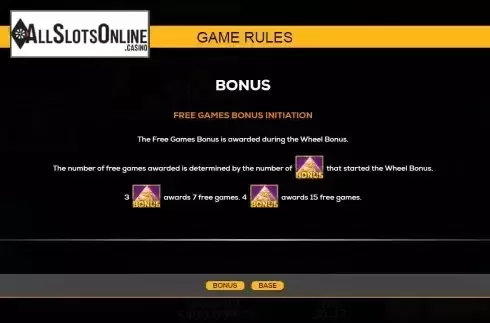 Bonus games screen
