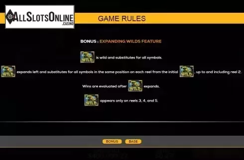 Expanding wilds feature screen