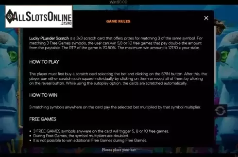 Game Rules screen