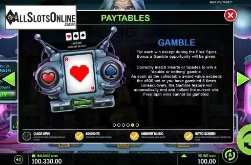 Gamble feature screen