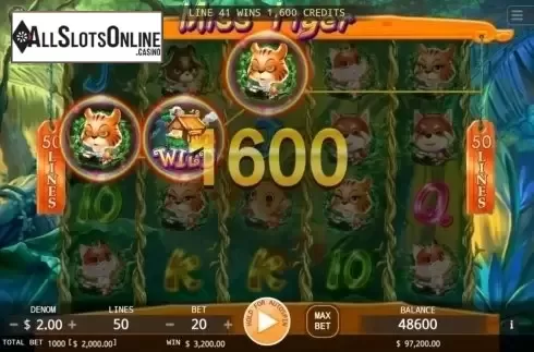 Win Screen. Miss Tiger from KA Gaming