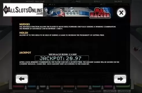 Paytable 2. Mr.Hacker from MGA