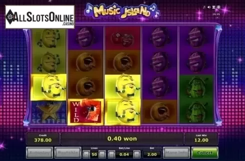 Wild win screen 2. Music Island from Greentube