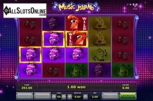 Wild win screen. Music Island from Greentube