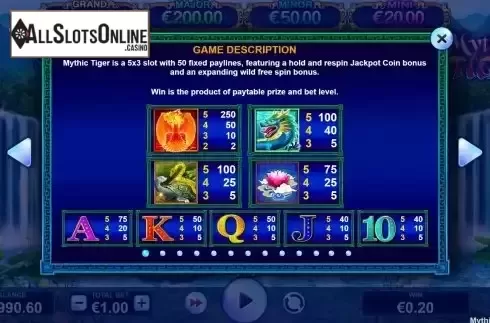 PayTable screen