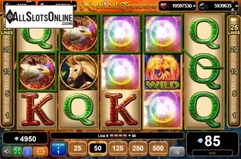 Win screen. Mythical Treasure from EGT