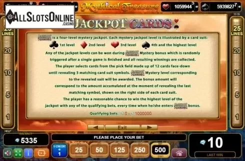 Jackpot screen. Mythical Treasure from EGT