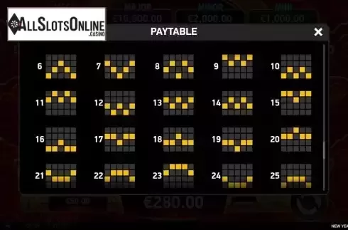 Paylines screen