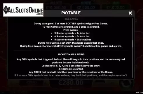 Features screen