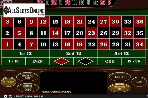 Reels screen. Original Roulette from SG